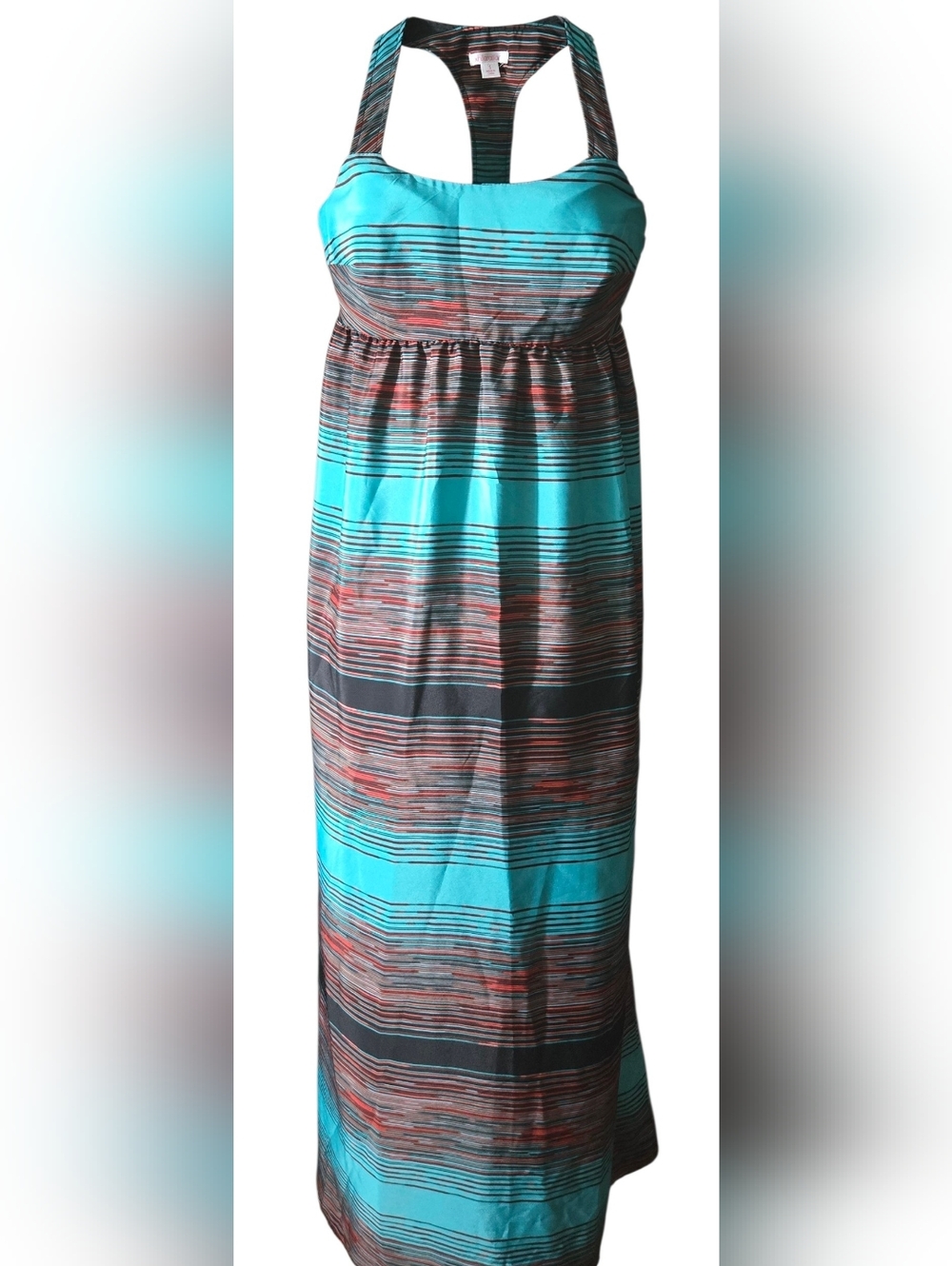 Xhilaration Turquoise Striped Racerback Maxi Dress